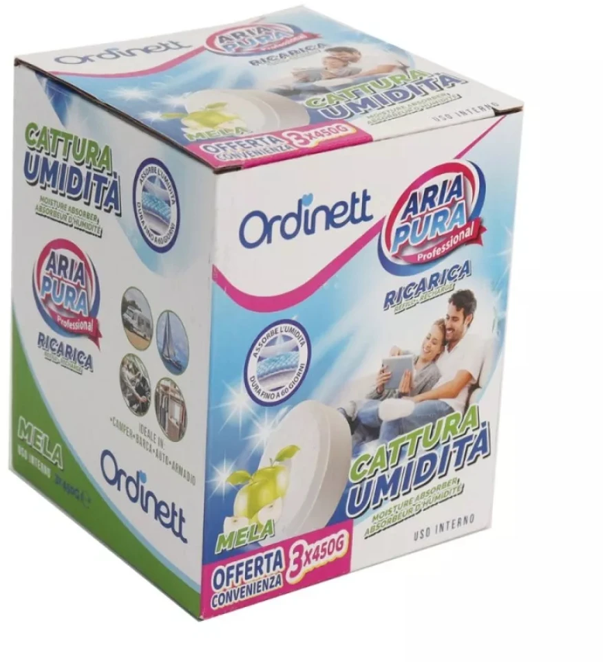 ORDINETT Drėgmę sugeriančios užpildo tabletės 450g x 3 vnt. obuolys