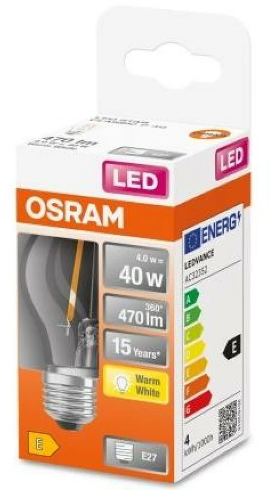 Osram 4W LED lemputė LED Retrofit CLASSIC P 40, E27, 2700K
