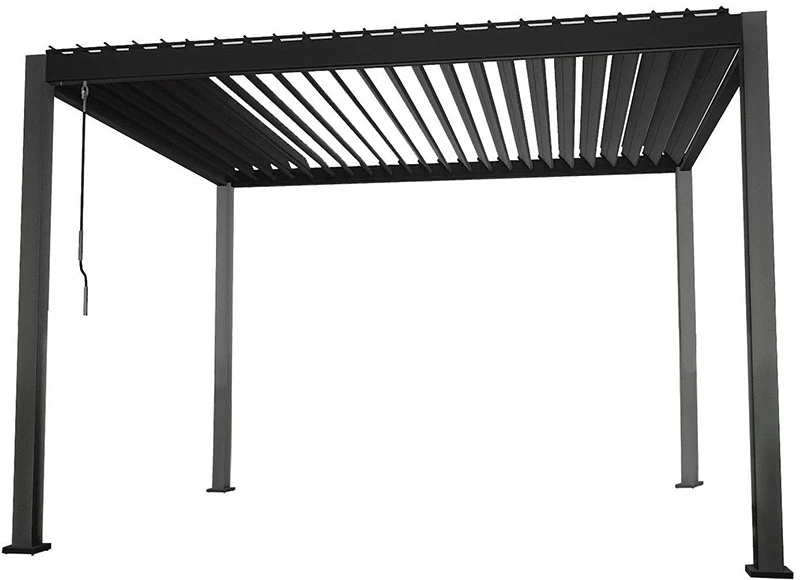 Pavėsinė MIRADOR 3x4xH2,5 m su tekstileno šoninėmis sienelėmis, tamsiai pilka