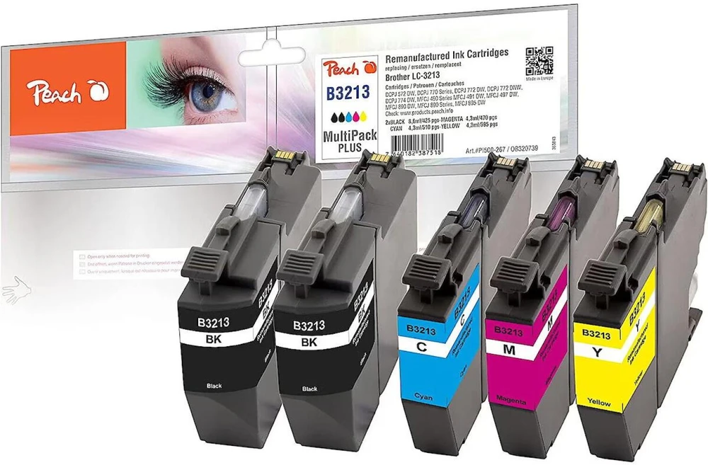 Peach Tinte Spar Pack Plus PI500-267 (kompatibel zu Brother LC-3213)