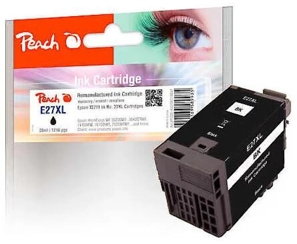 Peach rašalo kasetė PI200-450, 20ml, 1 vnt., juoda, suderinama su Epson 27XL, T2711, 1210 puslapiai