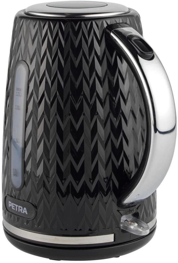 Elektrinis virdulys su ševrono raštu Petra, 1,7 l, 2200 W, juodas