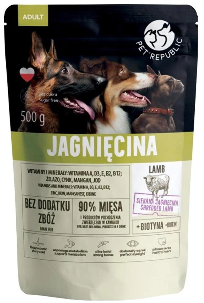 PetRepublic PET REPUBLIC Adult ėriena – šlapias Maistas šunims – 500g