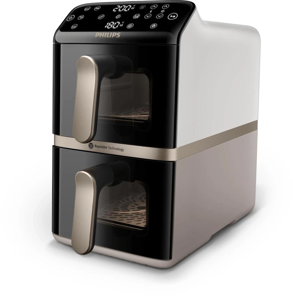 Gruzdintuvė Philips Ovi Stacked Dual Basket 4000 NA462/80 10 l auksinė/balta