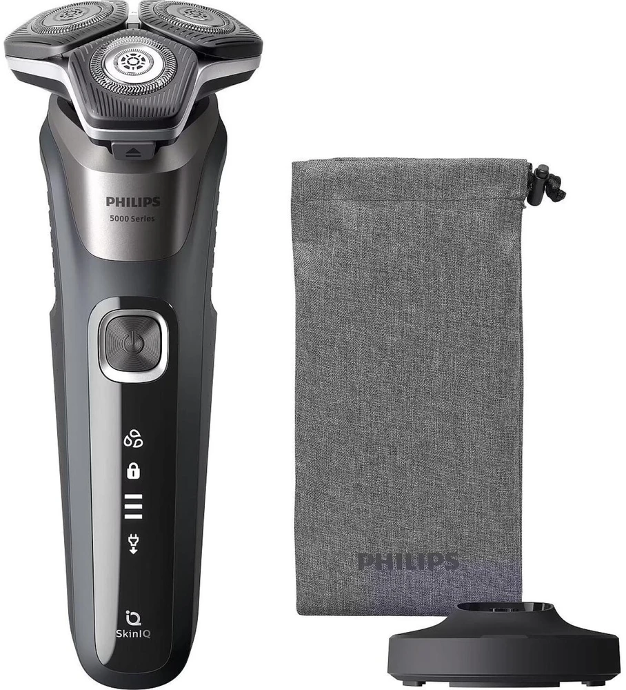 Barzdaskutė Philips skustuvas Series 5000 S5887/13, rotacinis, 60 min, 1 h, šlapias ir sausas, SteelPrecision ašmenys, LED ekranas