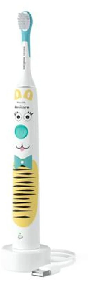 Elektrinis dantų šepetėlis vaikams Philips Sonicare HX3601/01 Pet Edition, su lipdukais, Baltas