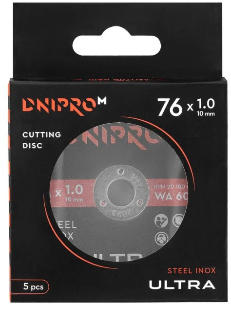 Pjovimo diskas 76x1,0x10mm Ultra (5vnt.) DNIPRO-M