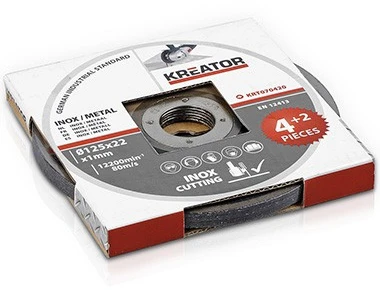 Kreator KRT070420 – pjovimo diskas nerūdijantis plienas/plienas 125 x 1,0 mm 4 plius 2 (6 vnt.)