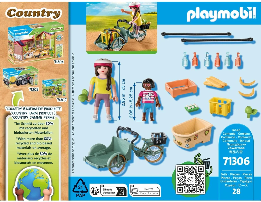 Playmobil Rinkinys su šalies figūrėlėmis 71306 krovininis dviratis