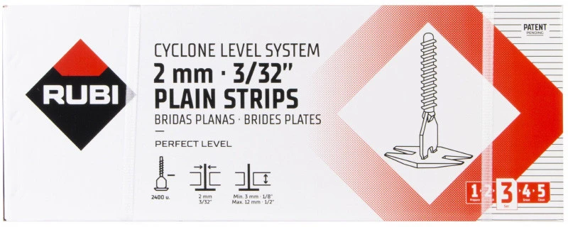 Plytelių lygio indikatorius Rubi CYCLONE LS Flate Base; 2 mm; 2400 vnt.