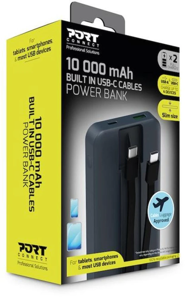 PORT CONNECT Išorinės baterijos 2 x USB-C PD | 10000 mAh | Mėlyna