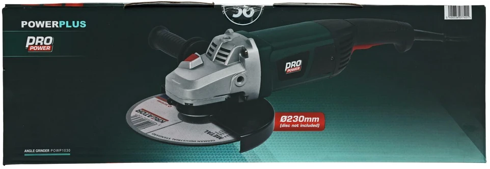 Powerplus Kampinis šlifuoklis POWP1030, 2300W, 230mm, 4m, 6500min-1, 111dB(A), 1 greičio nustatymas