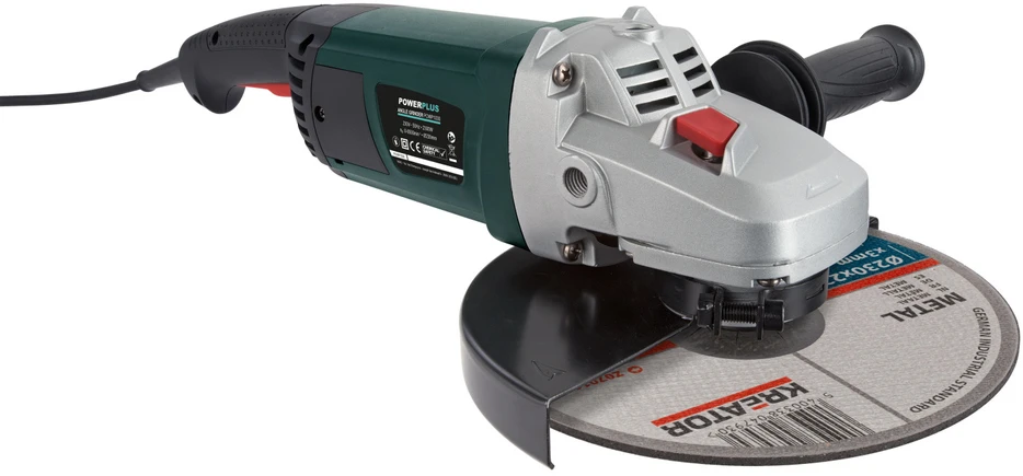 Powerplus Kampinis šlifuoklis POWP1030, 2300W, 230mm, 4m, 6500min-1, 111dB(A), 1 greičio nustatymas