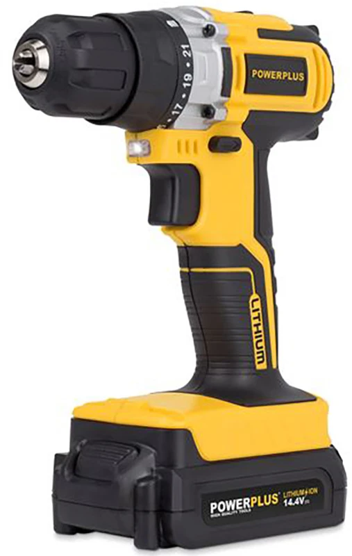 POWERPLUS POWX00422 akumuliatorinis gręžtuvas-suktuvas gręžimui ir varžtų sukimui 20V 2x1.5Ah su įkrovikliu