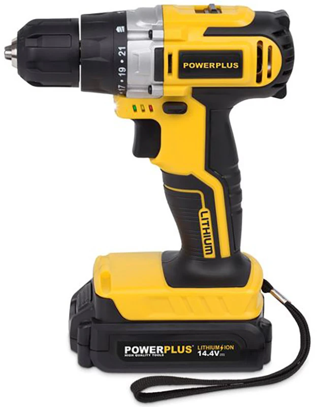 POWERPLUS POWX00422 akumuliatorinis gręžtuvas-suktuvas gręžimui ir varžtų sukimui 20V 2x1.5Ah su įkrovikliu