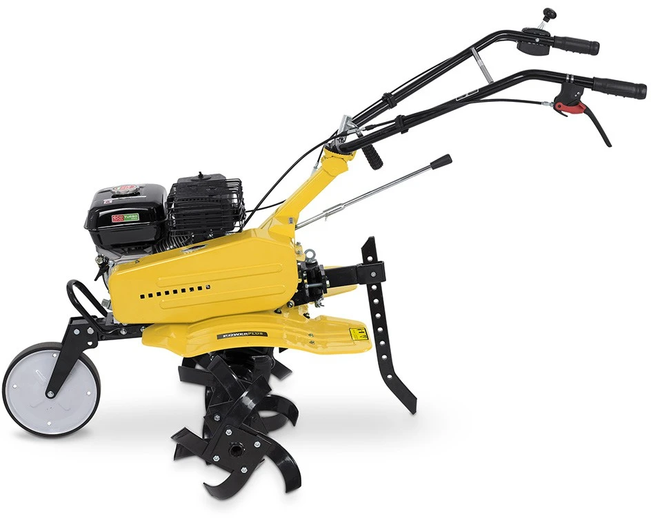 POWERPLUS POWXG7217 benzininis kultivatorius ir žemės freza dirvos apdirbimui ir sodo paruošimui 208cc 4200W 105cm 4-taktis variklis reversas