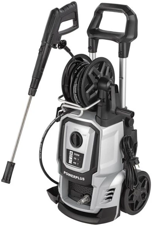 POWERPLUS POWXG90426 aukšto slėgio plovykla automobiliams ir lauko paviršiams valyti 2500W 195bar 8m žarna 1.1L bakas