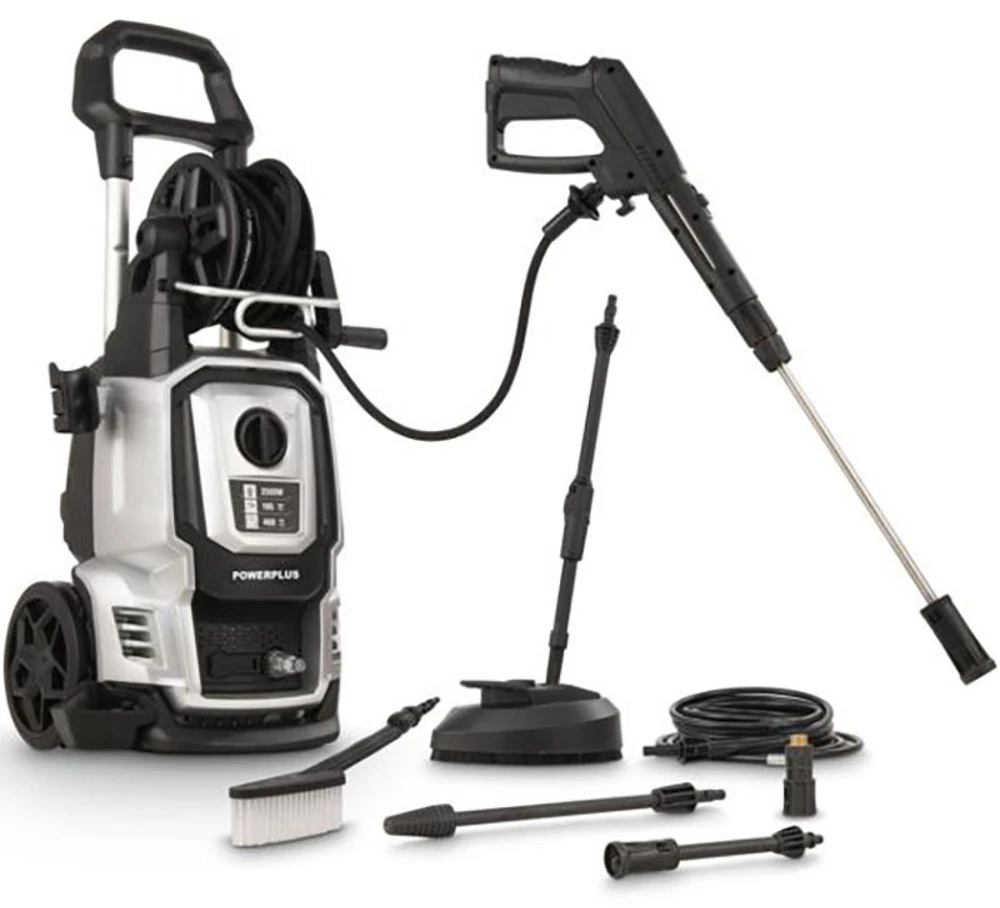 POWERPLUS POWXG90426 aukšto slėgio plovykla automobiliams ir lauko paviršiams valyti 2500W 195bar 8m žarna 1.1L bakas