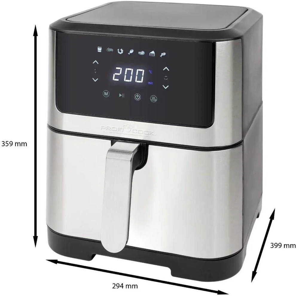 Gruzdintuvė Profi Cook ProfiCook PC-FR 1269 H fryer Single 8 L Stand-alone 1800 W Hot air fryer Juodas, Nerūdijantis plienas