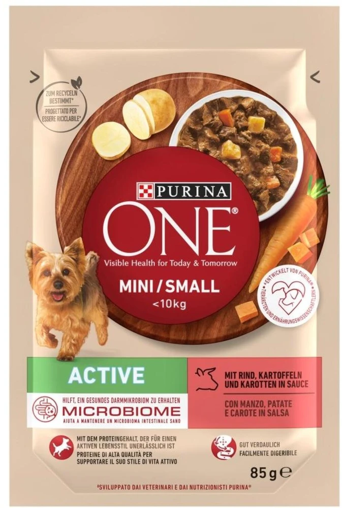Purina Nestle Drėgnas Šunų Maistas - PURINA One Mini/Small Active Su Jautiena 85g