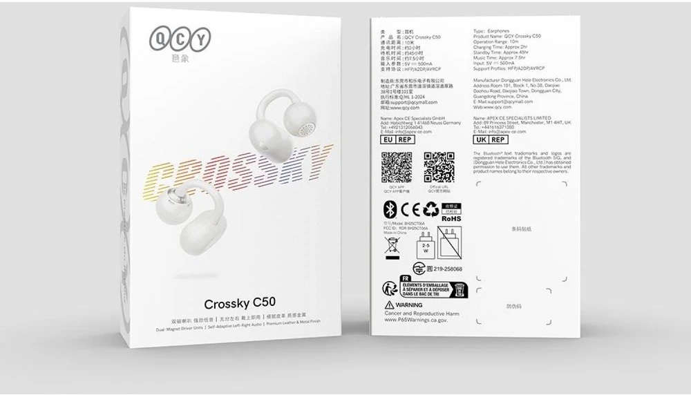 QCY Belaidės ausinės Crossky C50 (baltos)