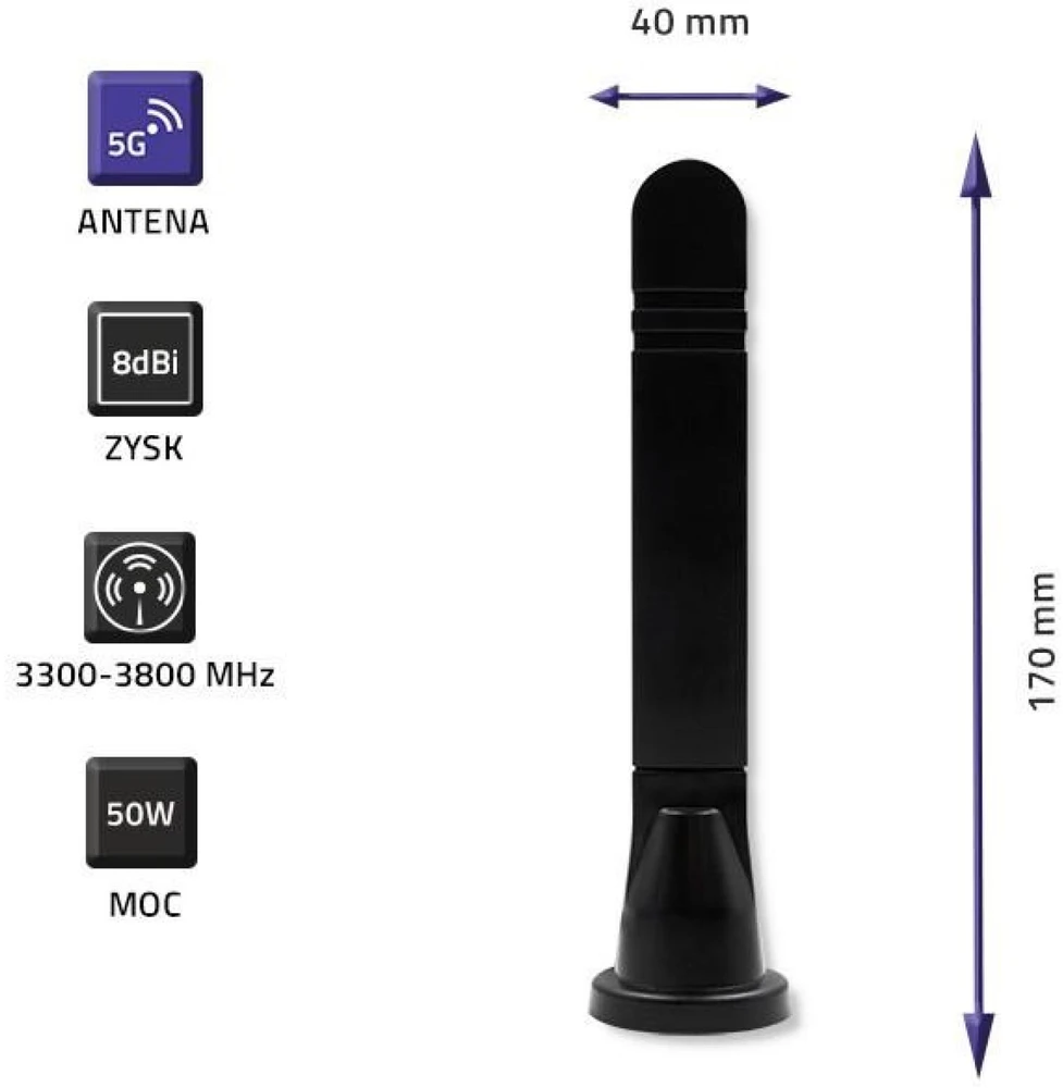 QOLTEC 57033 5G LTE daugiakryptis DUAL 8dBi vidinis