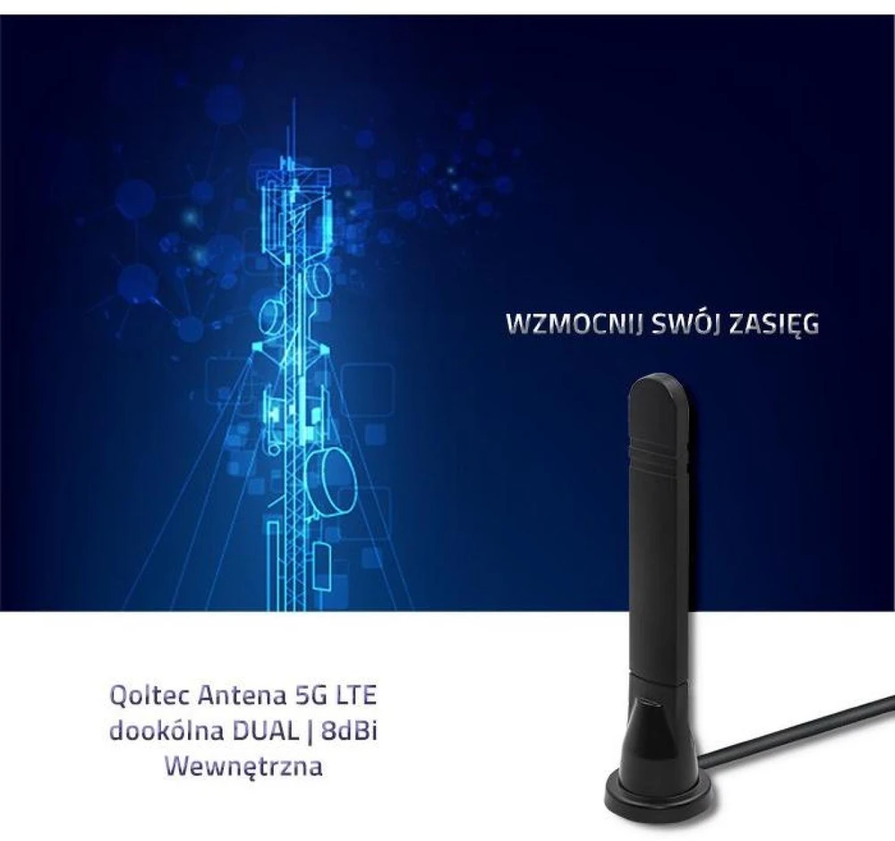 QOLTEC 57033 5G LTE daugiakryptis DUAL 8dBi vidinis