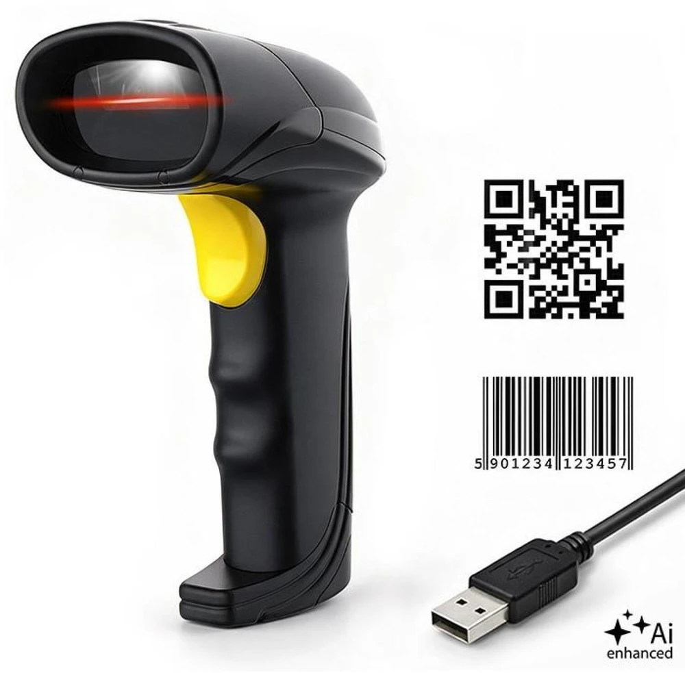 QOLTEC Brūkšninių kodų skaitytuvas 1D 2D QR EAN USB