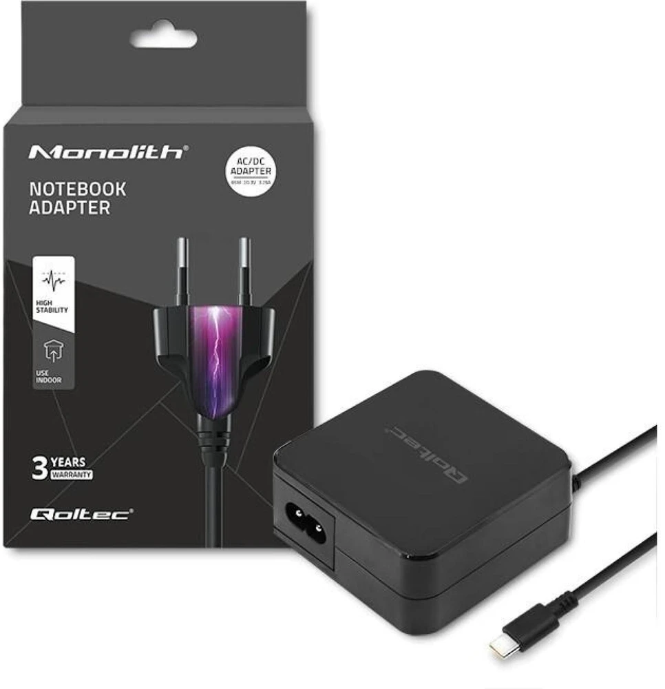 QOLTEC 51027 įkroviklis 65W / 5-20,3V / 2-3,25A / USB tipas C / PD