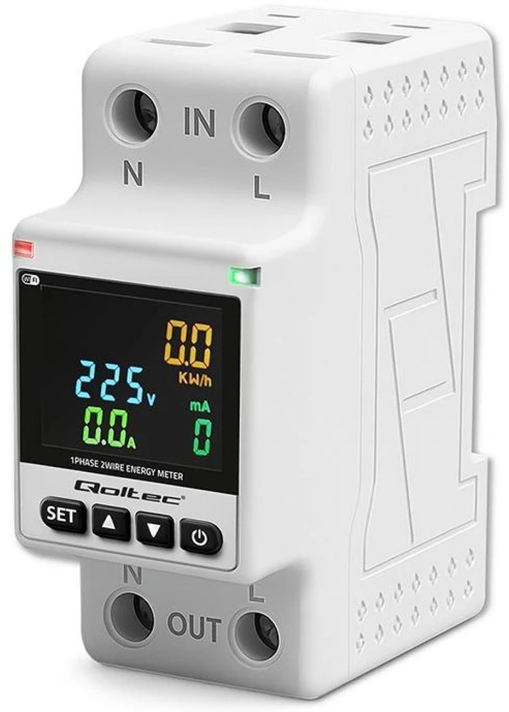 „Qoltec“ vienfazis elektroninis vatmetras | Energijos suvartojimo matuoklis | DIN35 | Nuotolinio valdymo pultas | Matavimų istorija | „Wi-Fi“ | TUYA | Išmanusis gyvenimas