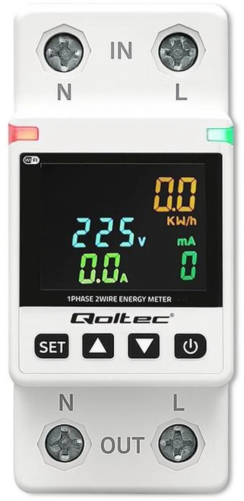 „Qoltec“ vienfazis elektroninis vatmetras | Energijos suvartojimo matuoklis | DIN35 | Nuotolinio valdymo pultas | Matavimų istorija | „Wi-Fi“ | TUYA | Išmanusis gyvenimas