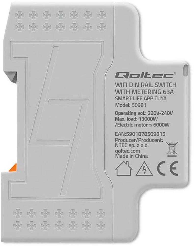 „Qoltec“ vienfazis elektroninis vatmetras | Energijos suvartojimo matuoklis | DIN35 | Nuotolinio valdymo pultas | Matavimų istorija | „Wi-Fi“ | TUYA | Išmanusis gyvenimas