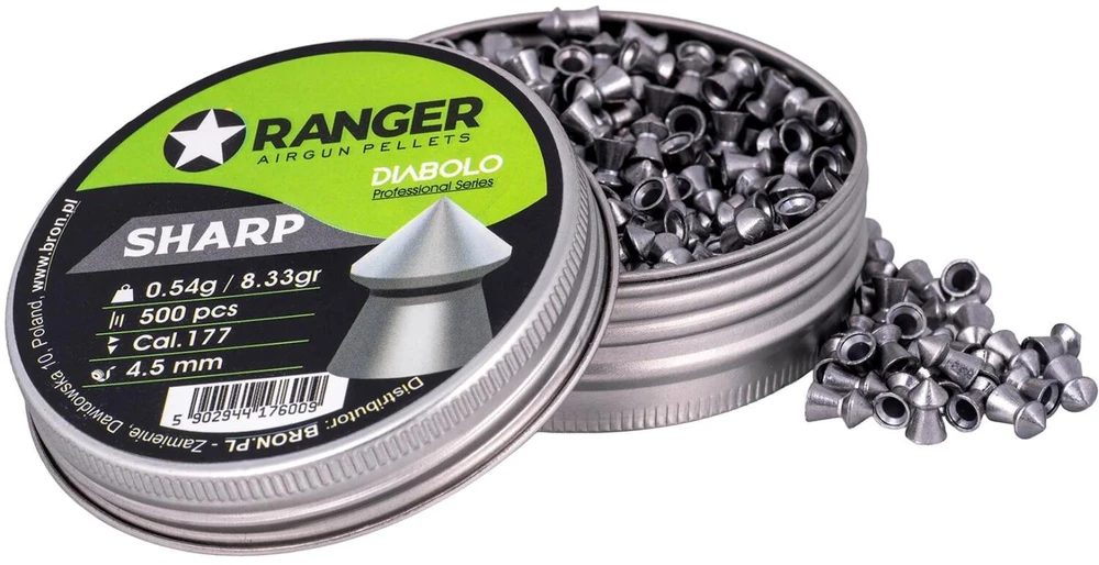 4,5 mm RANGER Diabolo Profesionalūs Šratai Aštriu Antgaliu 500 vnt. 0,54 g