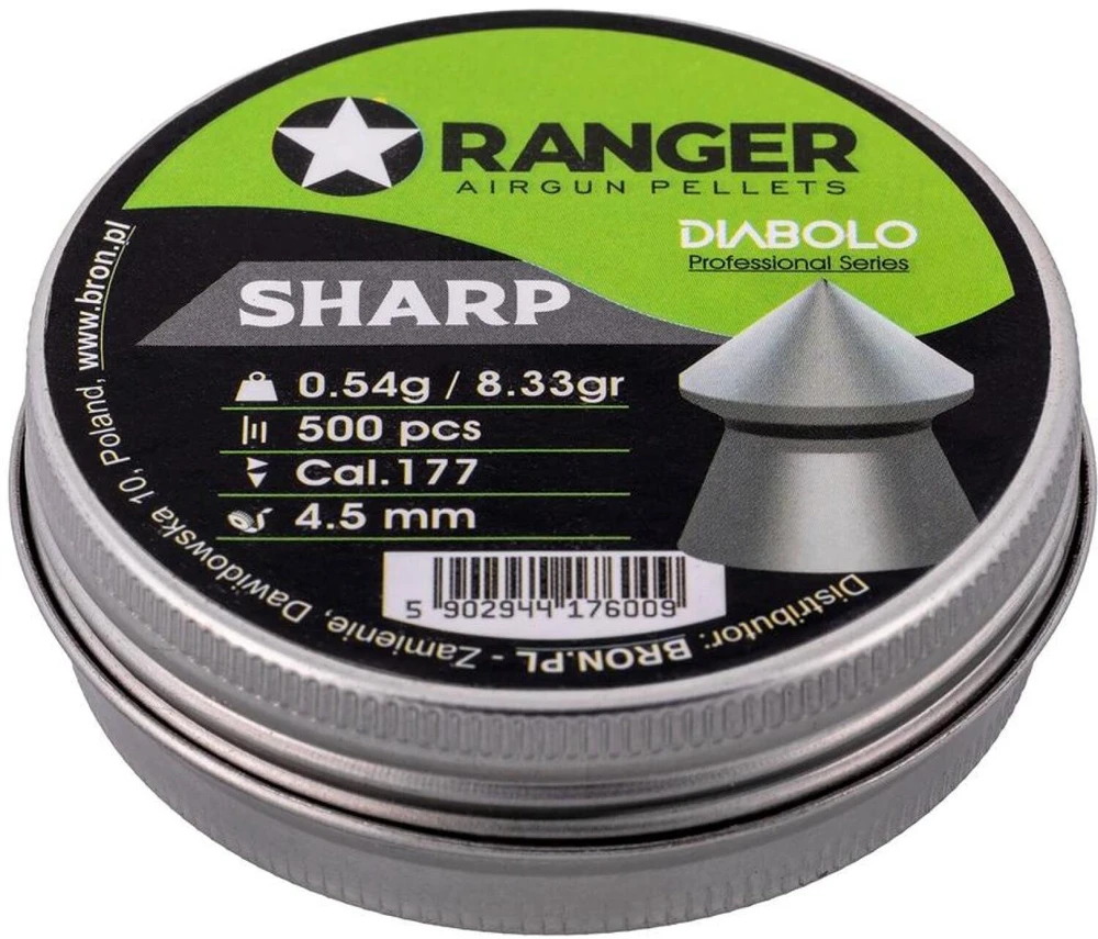 4,5 mm RANGER Diabolo Profesionalūs Šratai Aštriu Antgaliu 500 vnt. 0,54 g