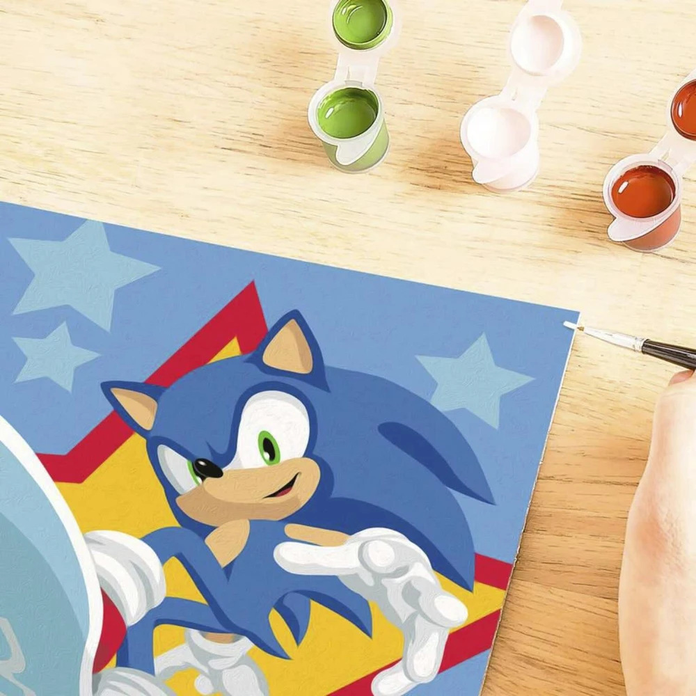 Ravensburger CreArt dažymas pagal skaičius Sonic, 18x24cm, 14 akrilo dažai, teptukas, rėmelis, nuo 9 metų