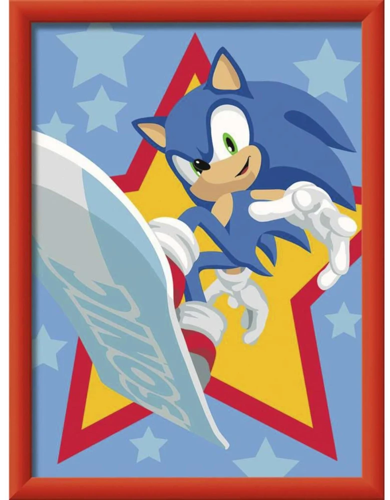 Ravensburger CreArt dažymas pagal skaičius Sonic, 18x24cm, 14 akrilo dažai, teptukas, rėmelis, nuo 9 metų