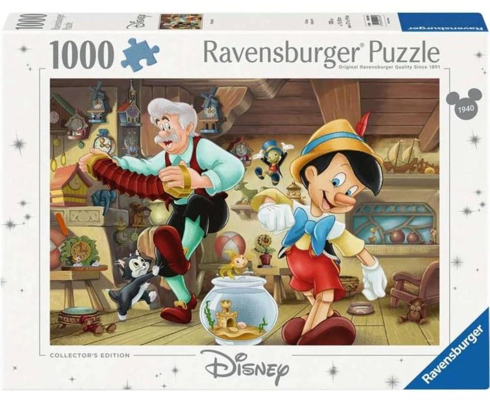 Ravensburger Dėlionė 12000108, 1000 vnt., 70x50 cm, Disney Collector's Edition Pinokis, antiatspindžio danga