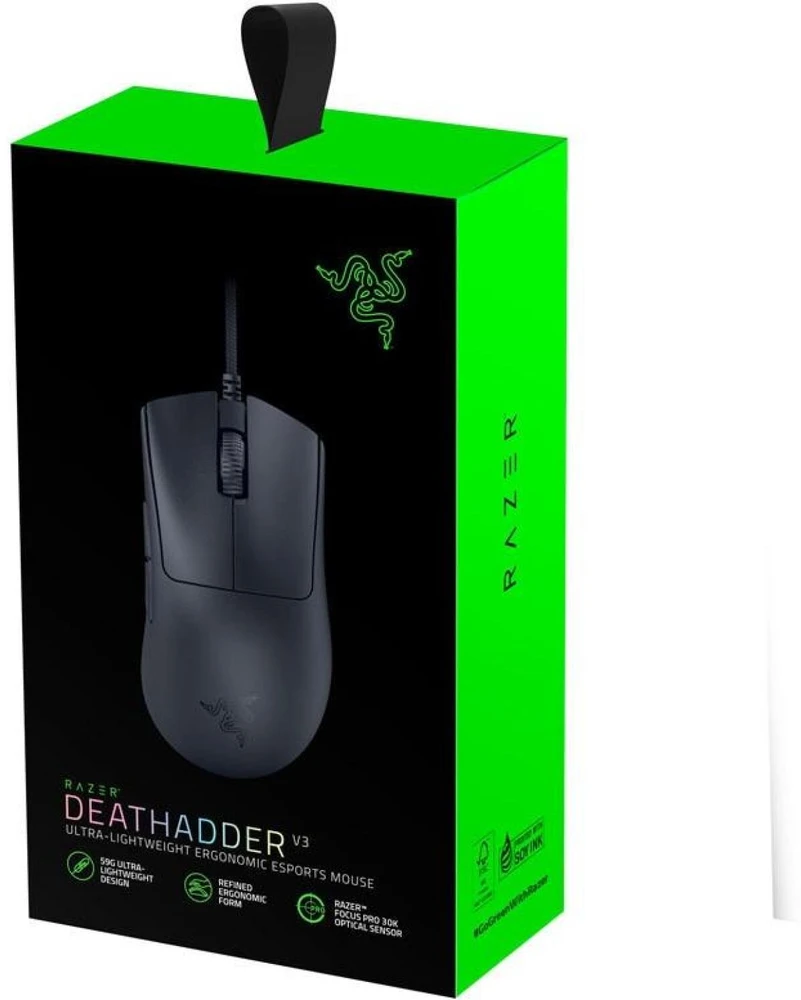Razer | Pelė žaidimams | DeathAdder V3 | Pelė žaidimams | su laidu | Optinė | Juodas | No