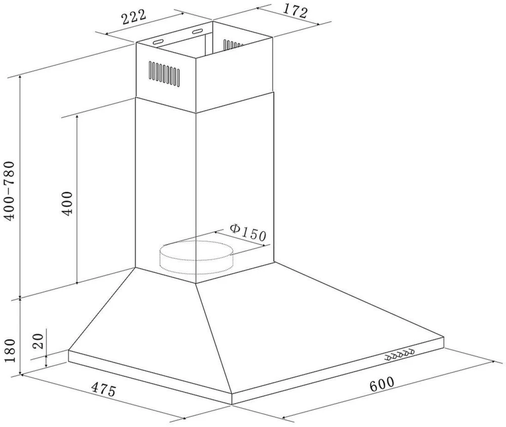 Gartraukis Respekta chimney hood CH22058IX B sidabrinis