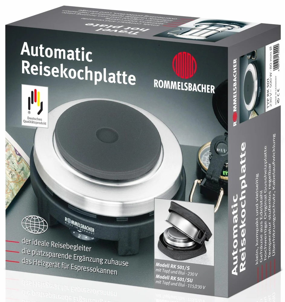 ROMMELSBACHER RK 501 - Juodas - Stalviršis - Zoninė indukcinė kaitlentė - Ketaus - 1 zona (-os) - 500 W