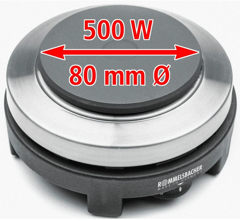 ROMMELSBACHER RK 501 - Juodas - Stalviršis - Zoninė indukcinė kaitlentė - Ketaus - 1 zona (-os) - 500 W
