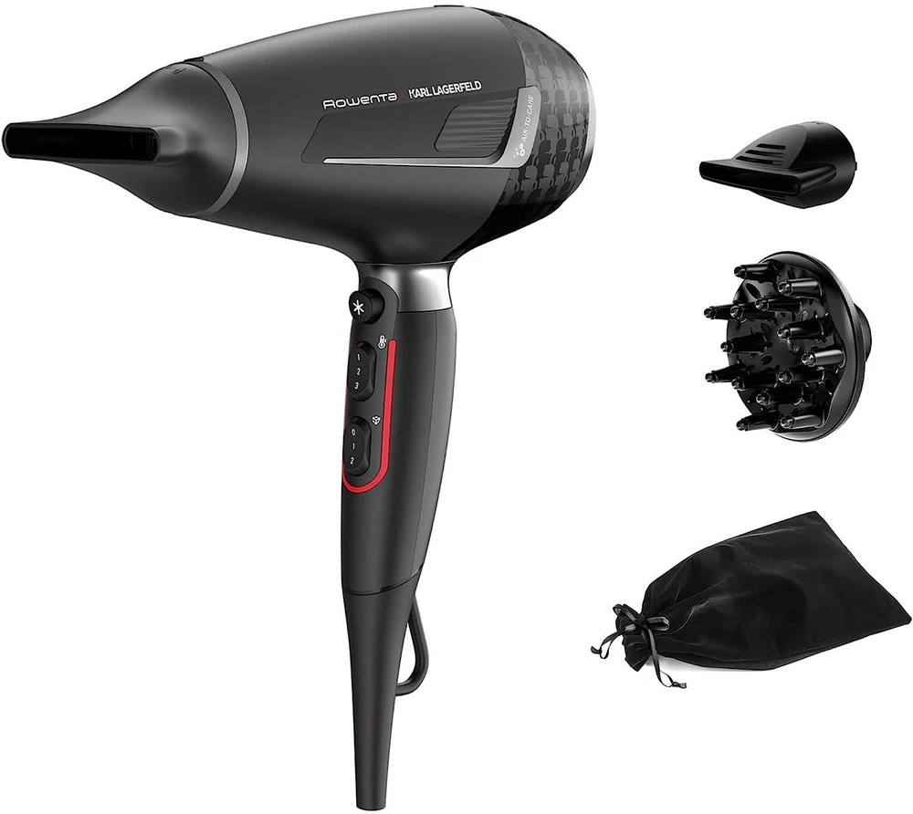 Karl Lagerfeld Plaukų Džiovintuvas - Rowenta K/Pro CV888L 2200 W, Juodas