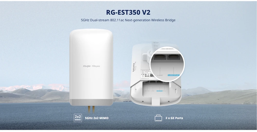 Maršrutizatorius Ruijie BEVIELIO WI-FI TILTAS RG-EST350-V2 Wi-Fi 5, 5 GHz REYEE