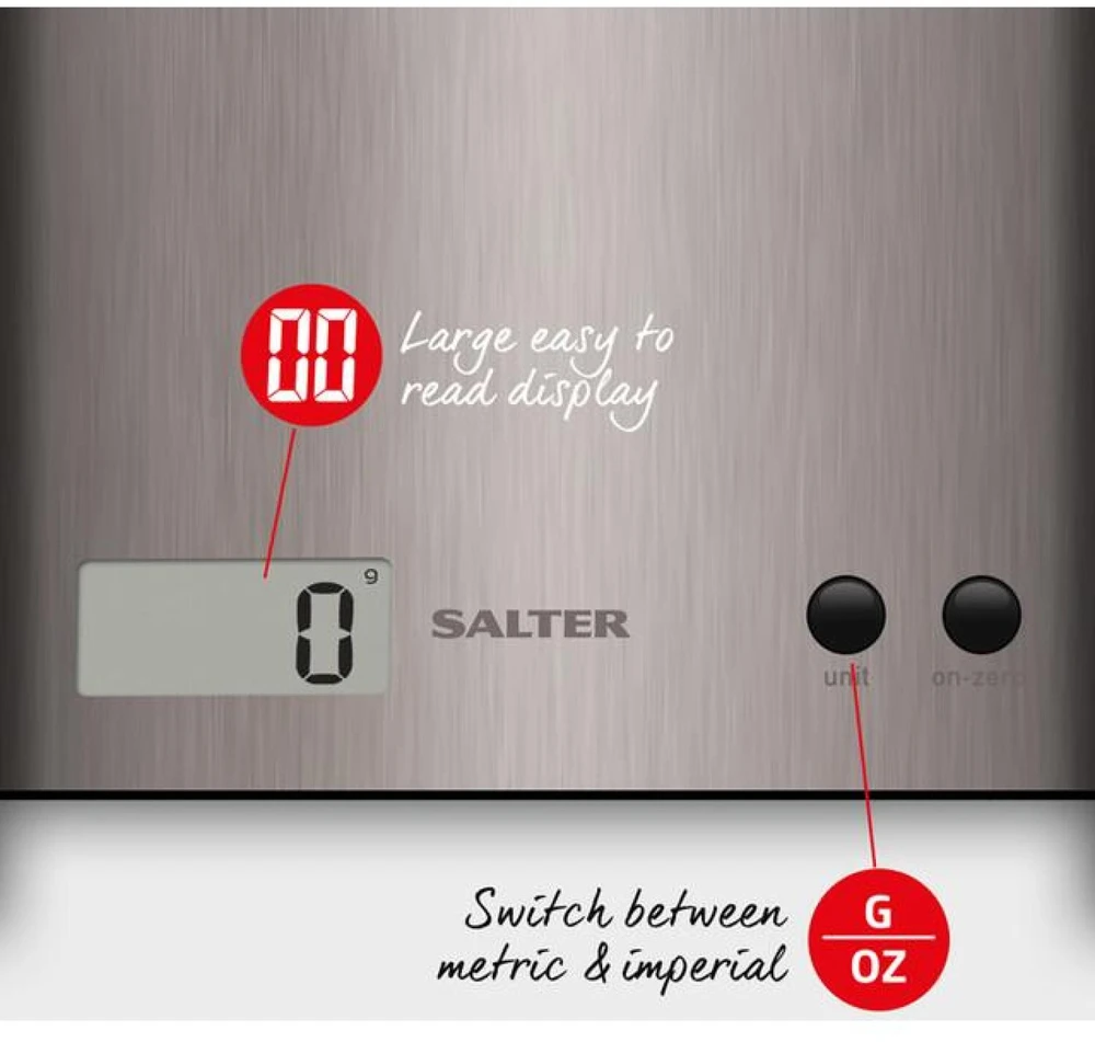 Skaitmeninės virtuvinės svarstyklės Salter SSDRCEU16 Pro, 3kg, sidabro spalvos
