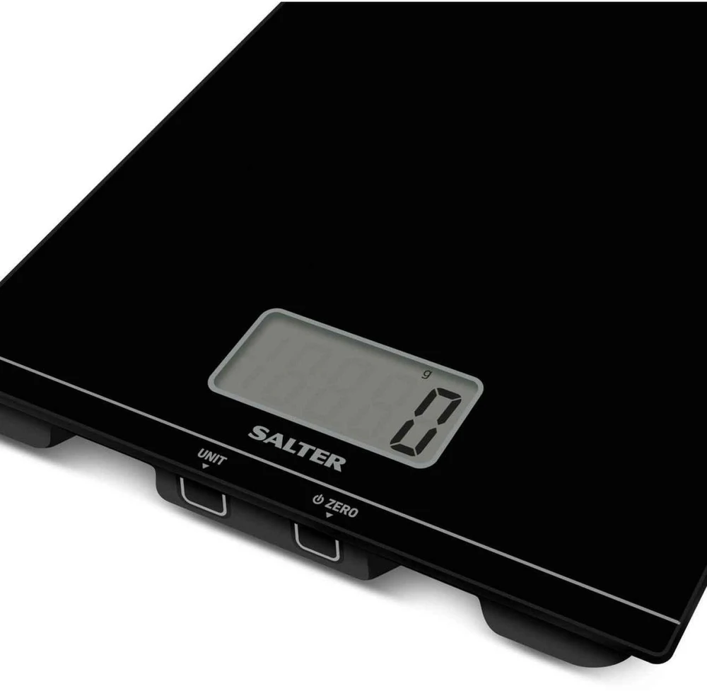 Virtuvinės svarstyklės Salter Virtuvinis svarstyklės 1172 BKDRCEU16, 220mm, 180mm, 1,8cm, juodas, 1 x CR2032, taros funkcija, Aquatronic