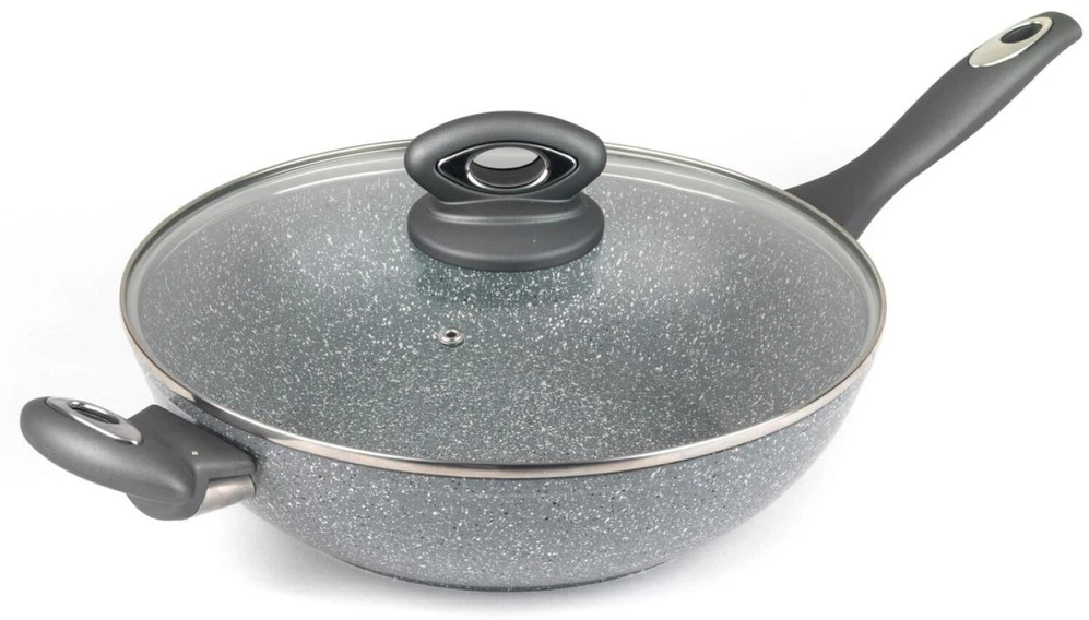 Wok keptuvė Salter Marblestone, 28 cm, pilka