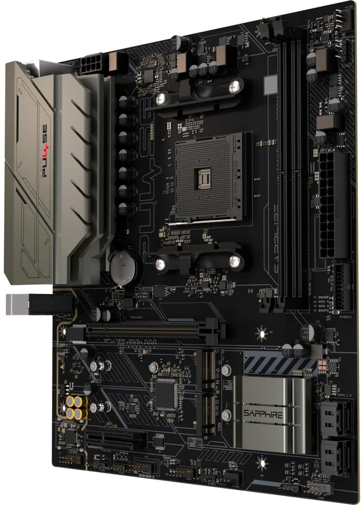 Sapphire PULSE B550M 52103-05-40G pagrindinė plokštė, AM4, AMD B550, µATX, 4x DDR4 iki 128GB, PCIe 4.0 x16, 2.5GbE LAN
