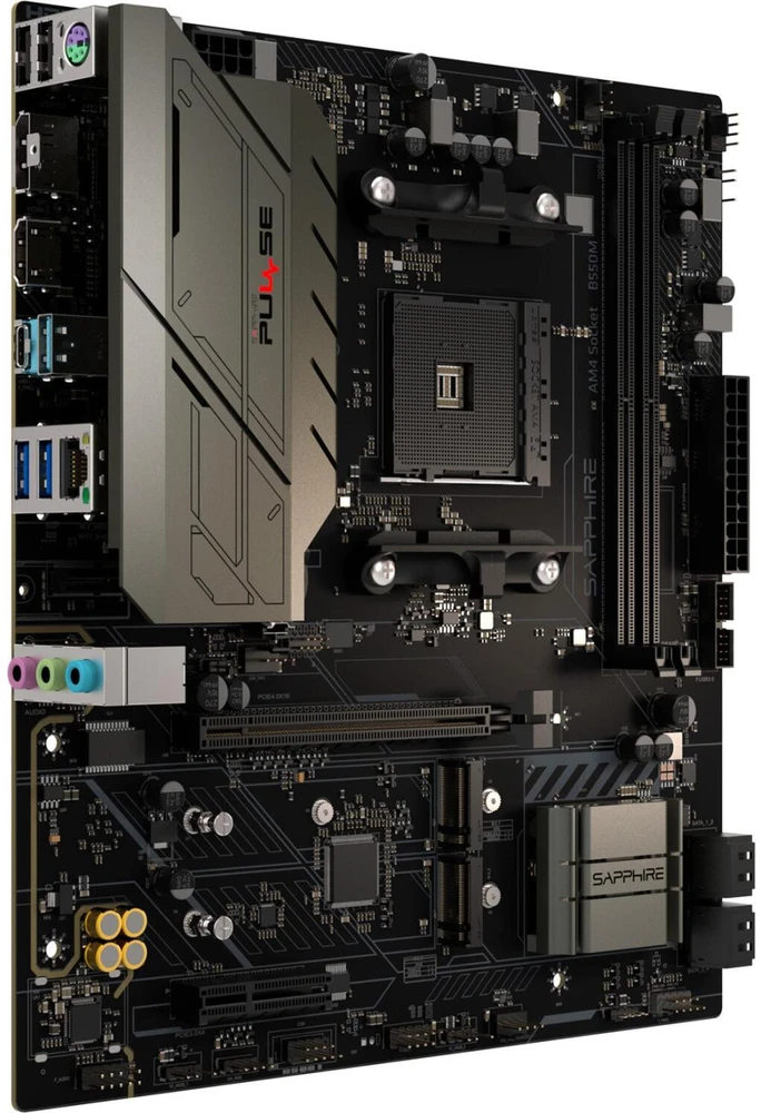 Sapphire PULSE B550M 52103-05-40G pagrindinė plokštė, AM4, AMD B550, µATX, 4x DDR4 iki 128GB, PCIe 4.0 x16, 2.5GbE LAN
