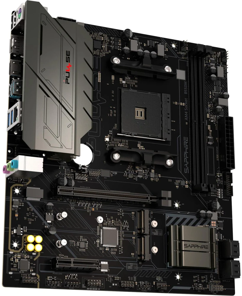Sapphire PULSE B550M 52103-05-40G pagrindinė plokštė, AM4, AMD B550, µATX, 4x DDR4 iki 128GB, PCIe 4.0 x16, 2.5GbE LAN