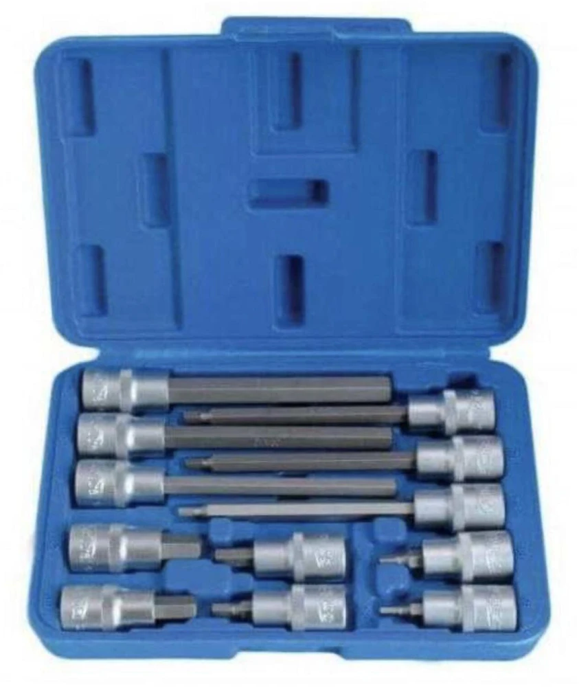 Galvučių komplektas su Hex antgaliais SATRA S-SH1212L; 1/2''; 12 vnt.